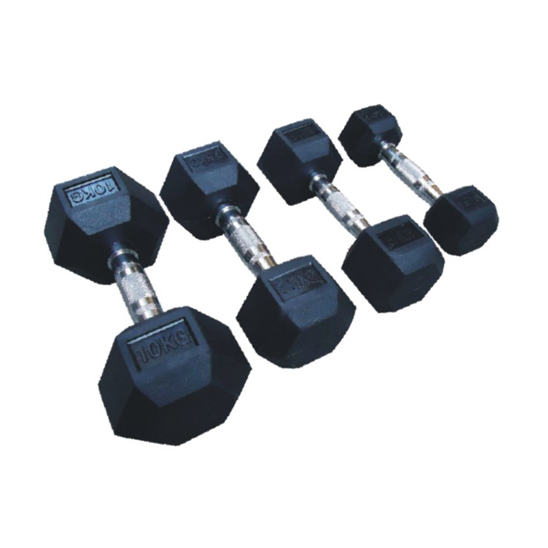 Rubber Coated Hexagon Dumbbell